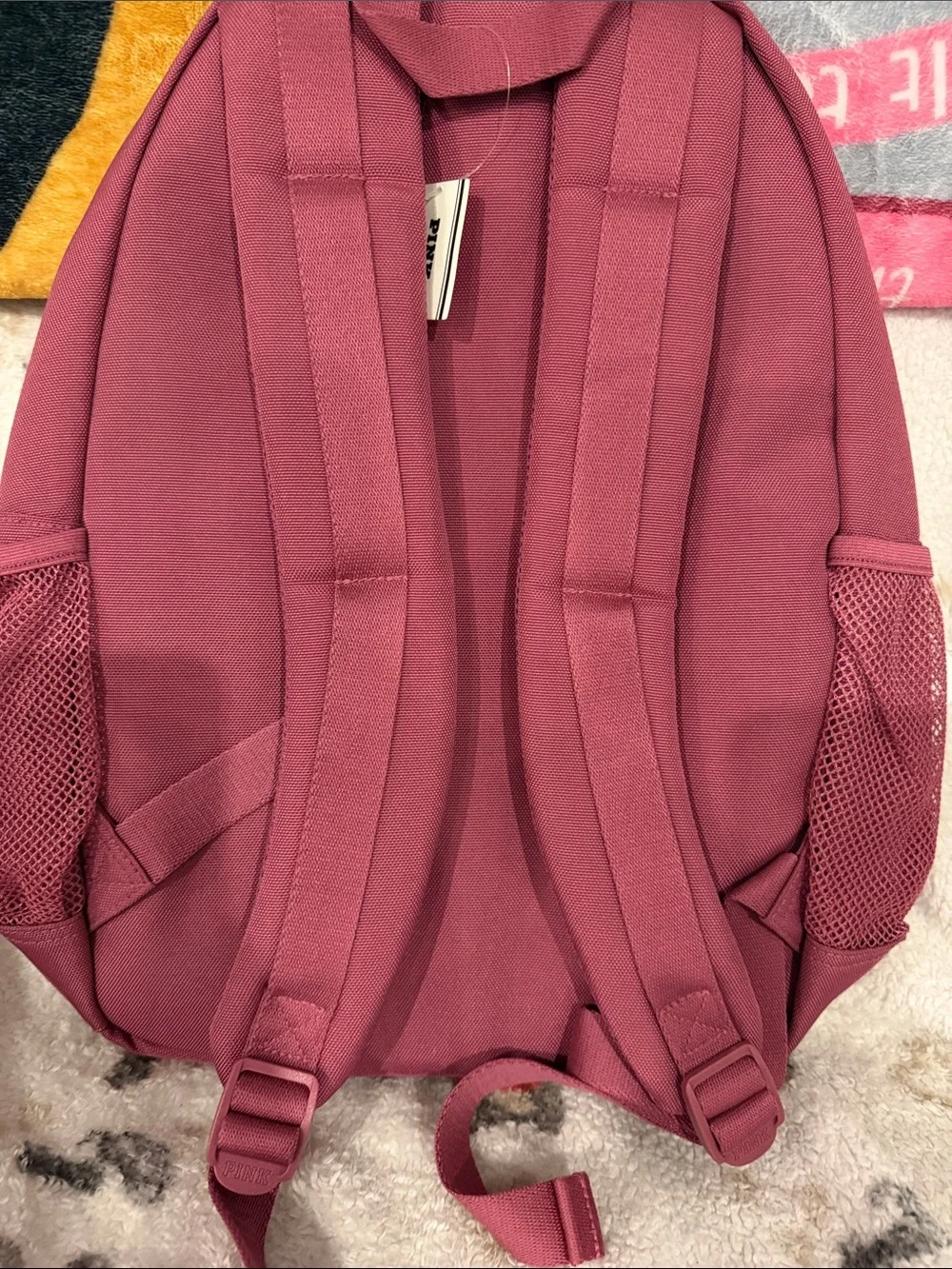 PINK Victoria's Secret Rose Canvas Backpack with Mesh Pockets